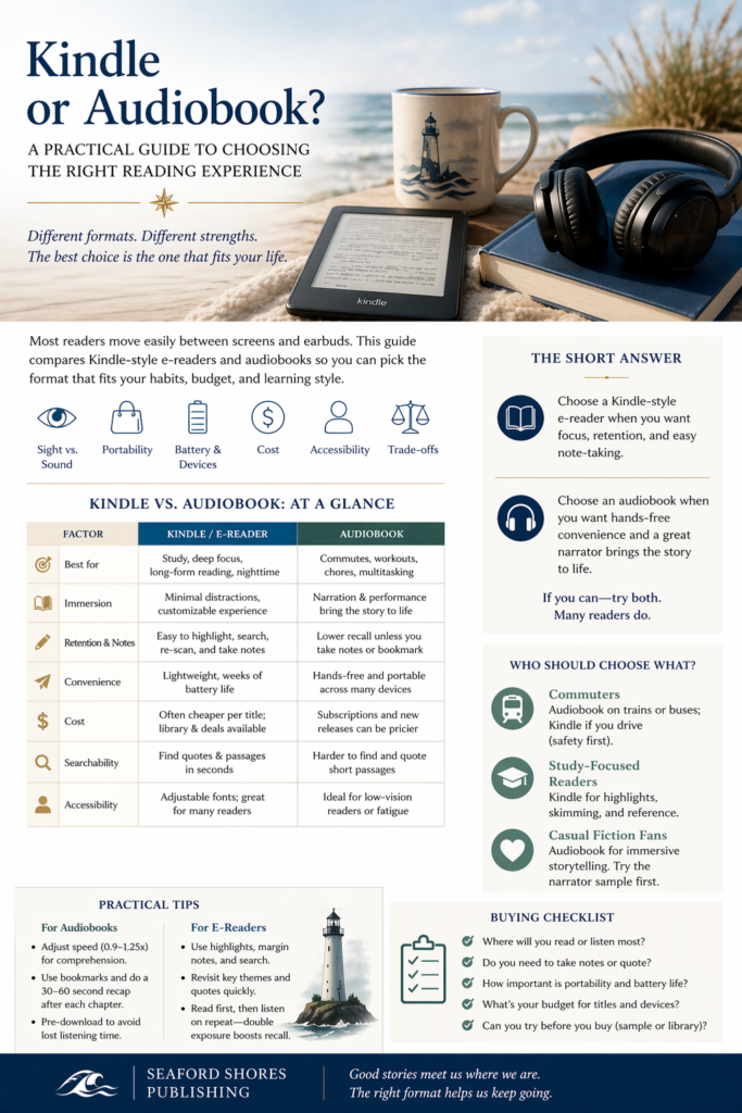 Kindle or Audiobook? Choosing the Format That Fits the Reader